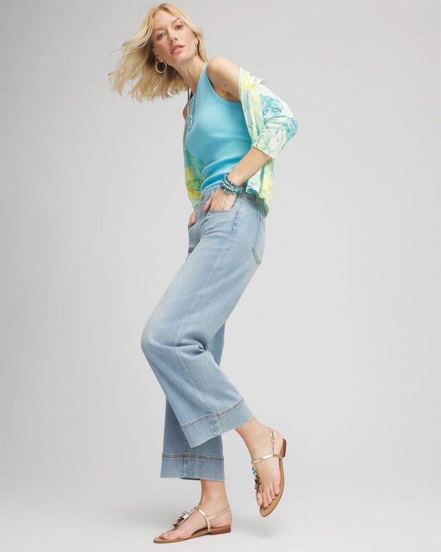 Pull-On Wide-Leg Cropped Jeans - image 2